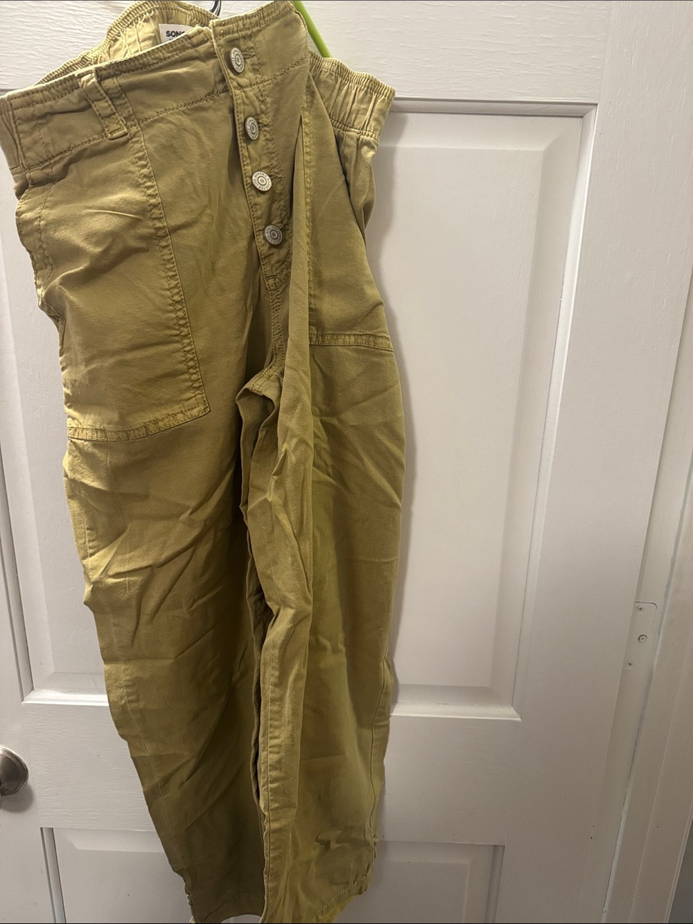 Olive Green women’s Casual Button-Fly Pants